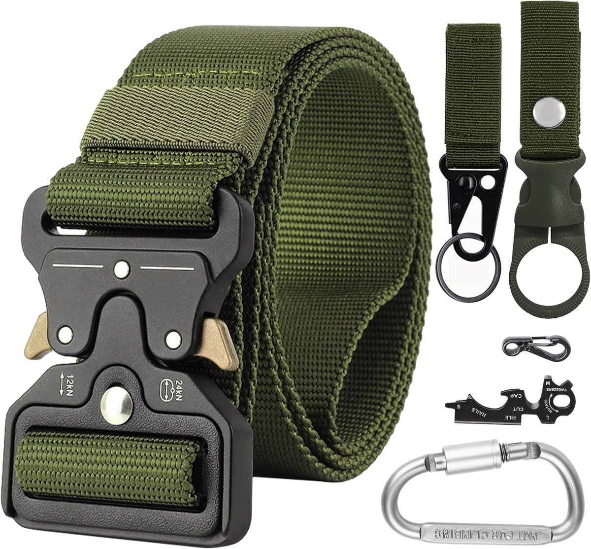 Tactische herenriem, 3,8 x 125 cm, nylon militaire riem met snelsluiting, metalen gesp, 3,8 x 125 cm, verstelbaar