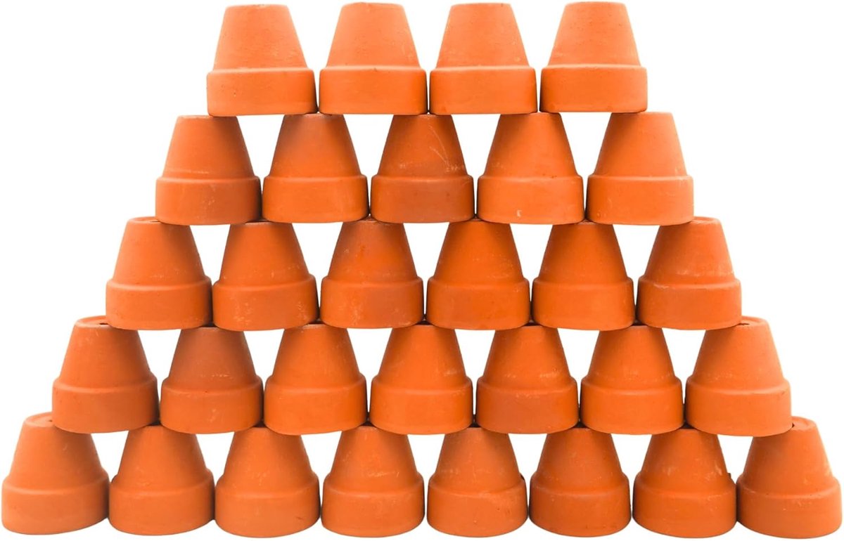 terracotta potten - kleine kleibloempotten voor vetplanten, cactus, doe-het-zelf ambachten, feeëntuin, poppenhuis, schoolprojecten, mini-plantenbakken, set van 30 (klassieke cilinder, 3,5