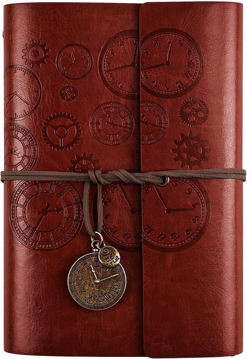 notitieboek, navulbaar, reisdagboek, vintage, spiraalbinding, met gelinieerd papier, dagboek, cadeau voor meisjes en jongens, 18 x 13 cm, bruin