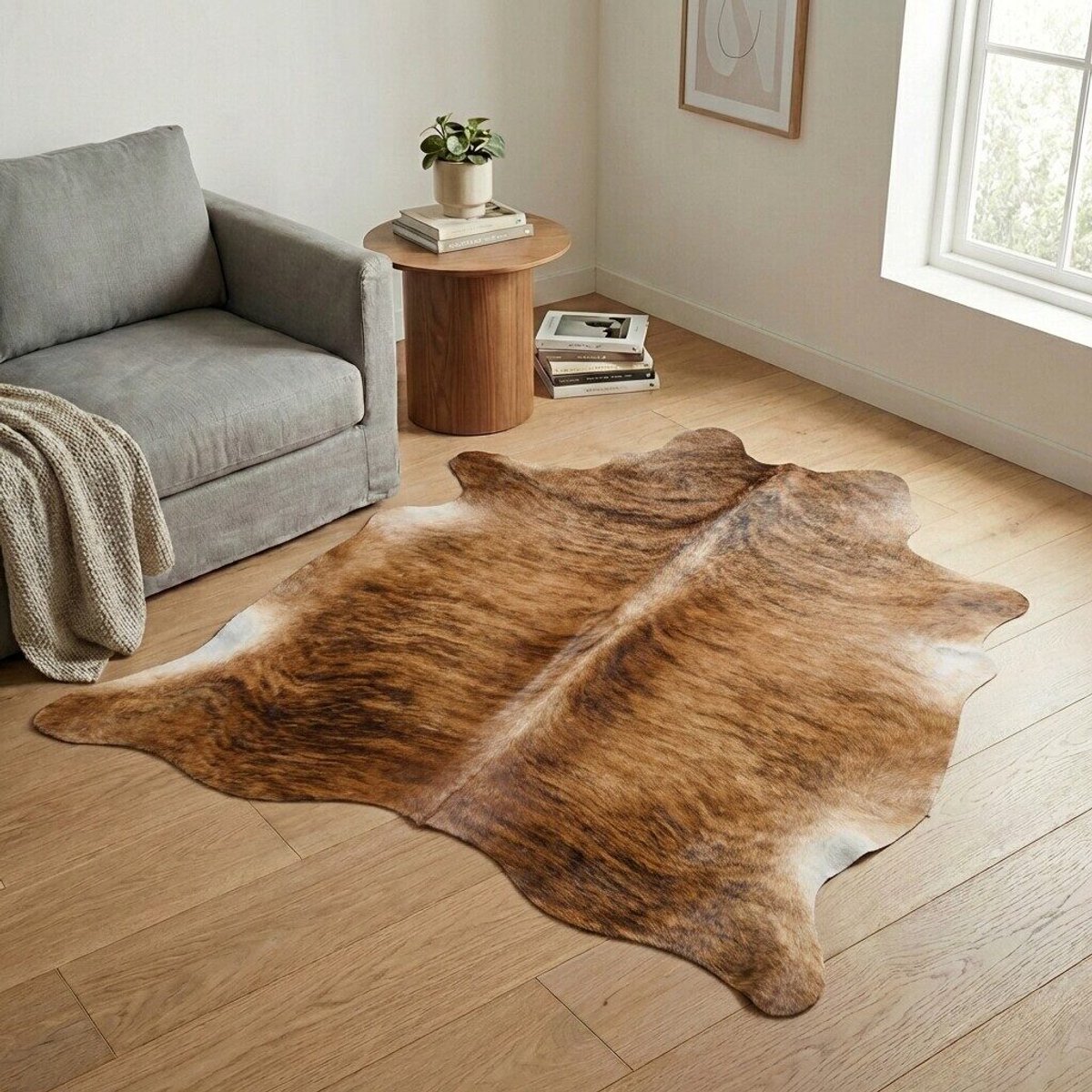 Koeienhuid Vloerkleed - Effen-solid - 185 x 185 cm - Koeienkleed / Koeienvel / Dierenvel / Dierenhuid / Koehuid Tapijt