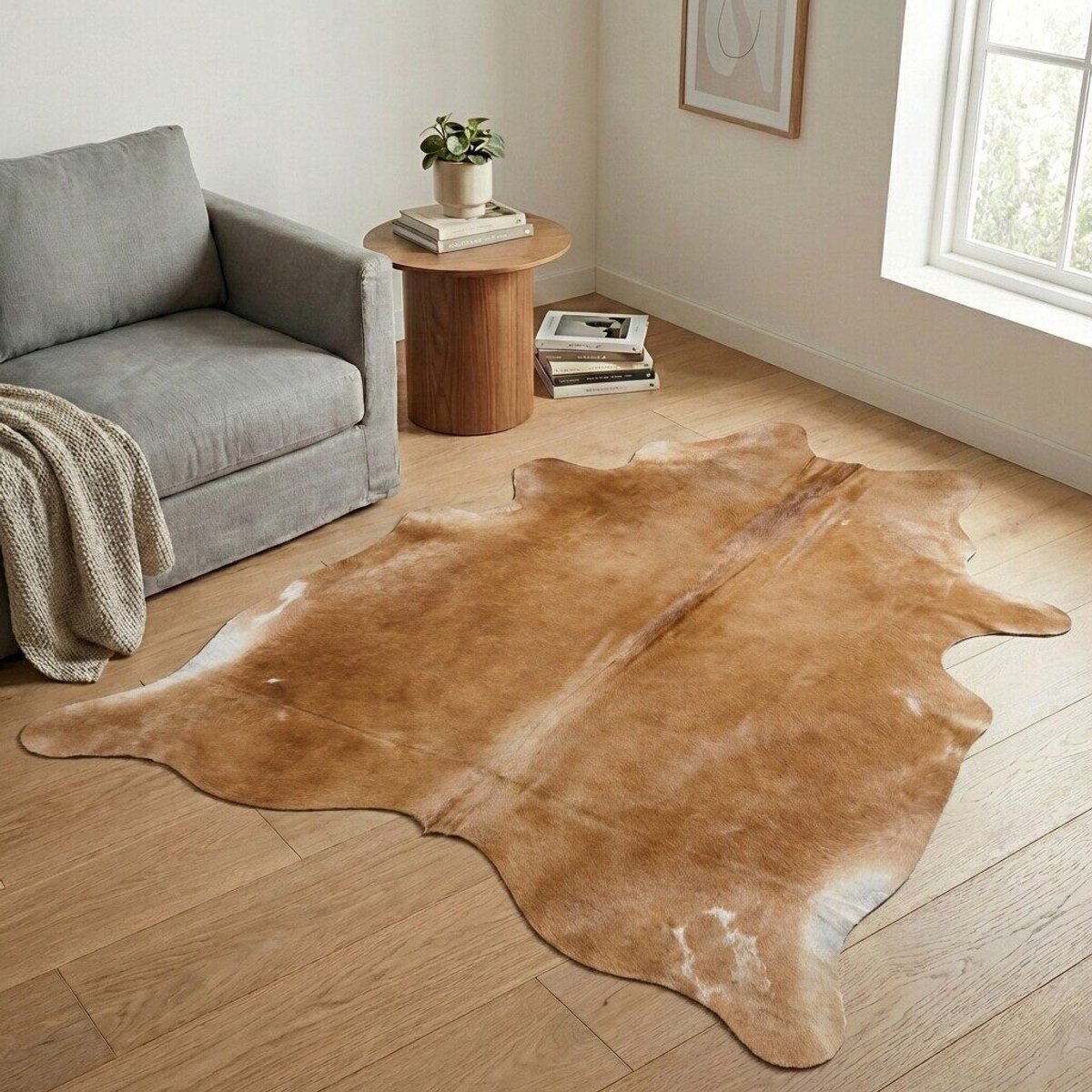 Koeienhuid Vloerkleed - Effen-solid - 202 x 179 cm - Koeienkleed / Koeienvel / Dierenvel / Dierenhuid / Koehuid Tapijt