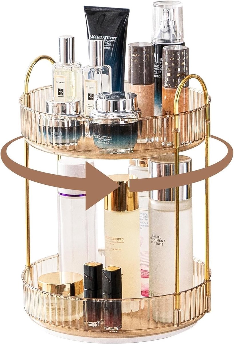 Draaibare Make-up Organizer voor de Badkamer, Ruime Capaciteit voor Huidverzorging en Cosmetica, Ideaal voor de Wastafel en Dresser