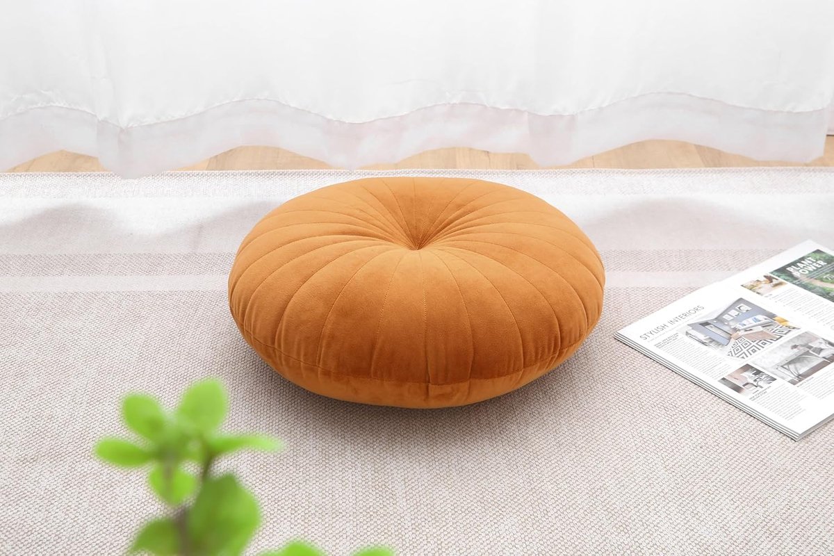 SnelShoppen - Grote Ronde Meditatiekussen - Luxe Fluwelen Vloerkussens voor Volwassenen - Dikke Zitkussens voor Yoga, Woonkamer, Balkon, Buiten, Tatam