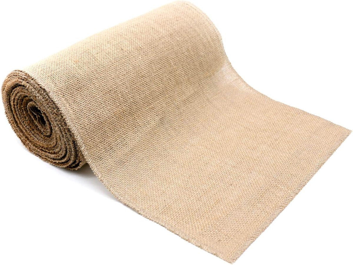 30 x 275 cm tafelloper jute – jute rol tafelloper, volledige rand, zeer voor tafeldecoratie voor bruiloft, feest