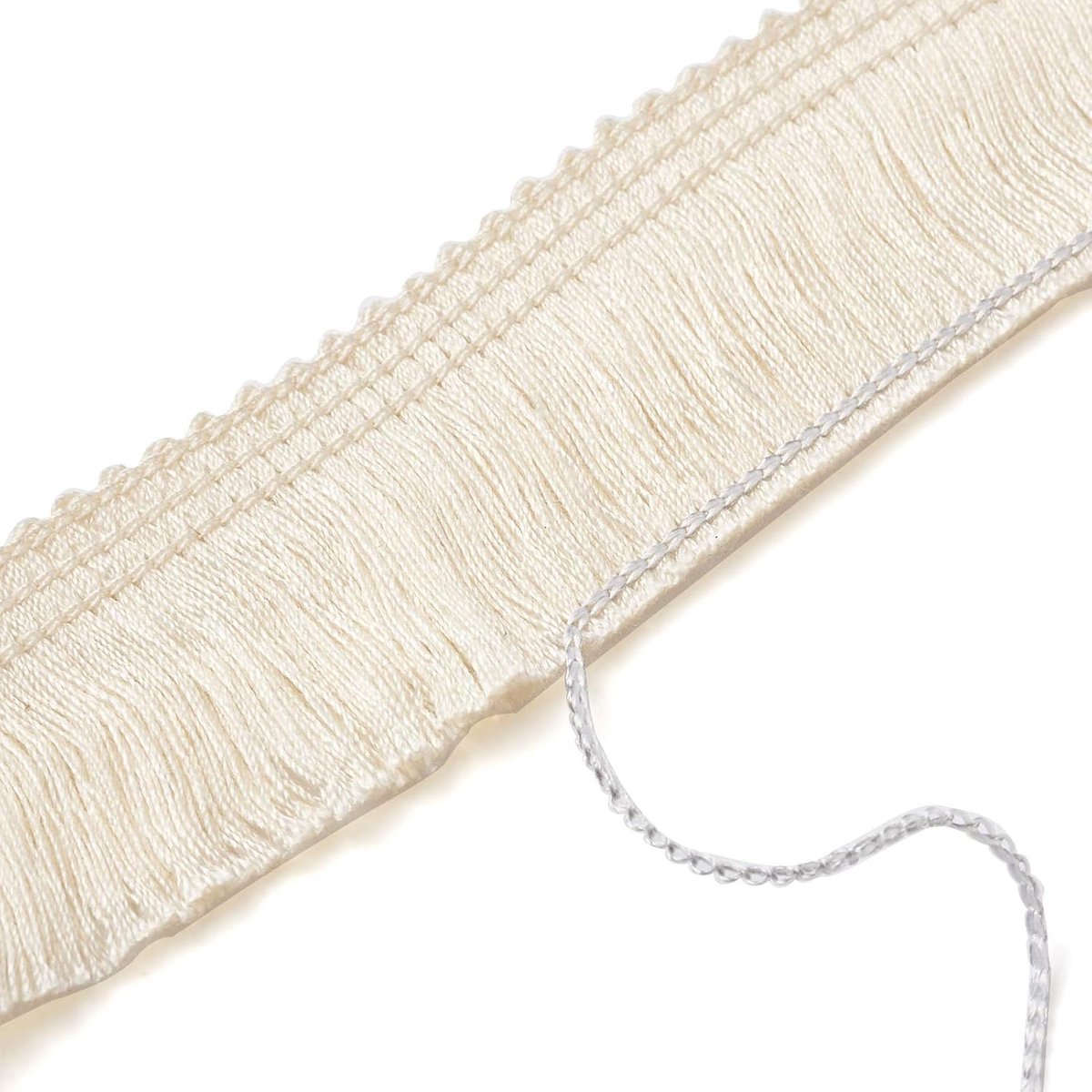 25 m franje boord, 2,5 cm vezelkant en geborduurde band, linnen voor kleding, trouwgordijnen, jurken, lampenkap, woondecoratie