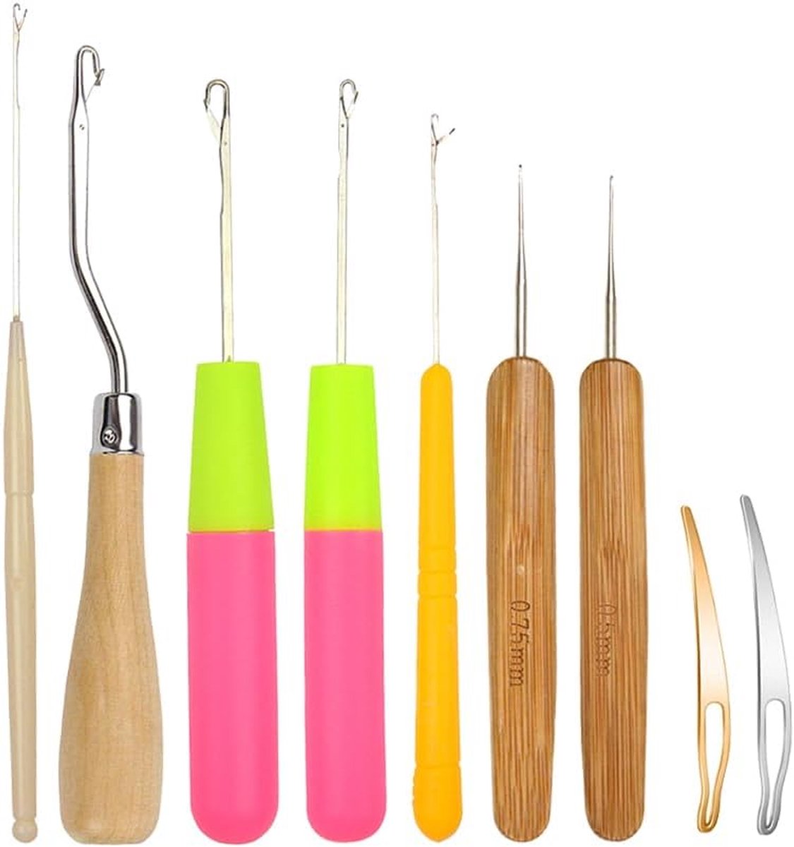9 Stuks Klink Haken Naald Tool Dreadlocks Haar Lock Tool voor Vlechten voor Micro Hair Extensions