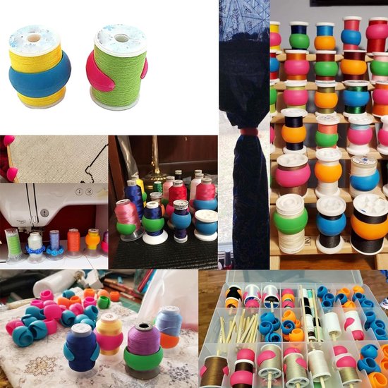 Huggers, 100 stuks, draadspoel, schroefhouder, siliconen garenspoelhouder, draadspoelbeschermer voor naai- en borduurmachinekarenspoelen, willekeurige kleuren — afbeelding 4