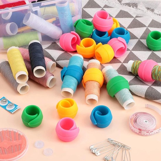 Huggers, 100 stuks, draadspoel, schroefhouder, siliconen garenspoelhouder, draadspoelbeschermer voor naai- en borduurmachinekarenspoelen, willekeurige kleuren — afbeelding 5