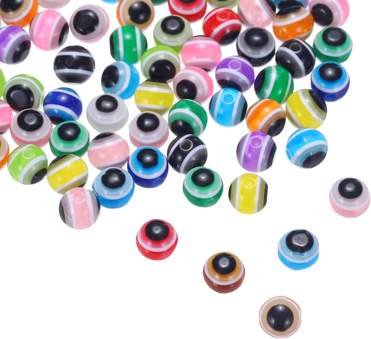 Kralen, 100 stuks hars Turkse boze oog charme ronde spacer kralen hanger connector voor doe-het-zelf kunst ambachtelijke armband ketting oorbellen maken, veelkleurig