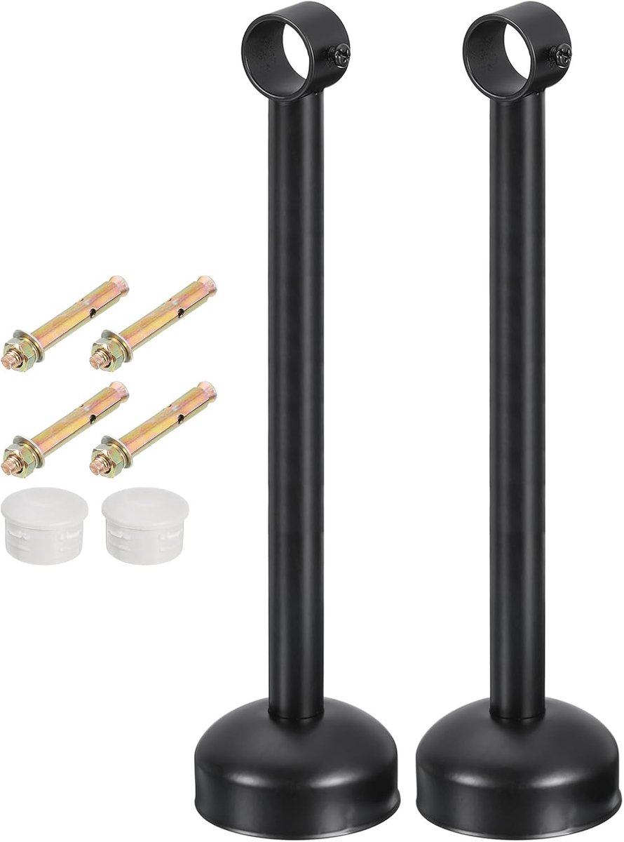 Set van 2 plafondbeugels voor gordijnroede, geschikt voor buis 25 mm/0,98", lengte 300 mm/11,81", gordijnroedehaken, in roestvrij staal, voor muur, kast, buis, roede
