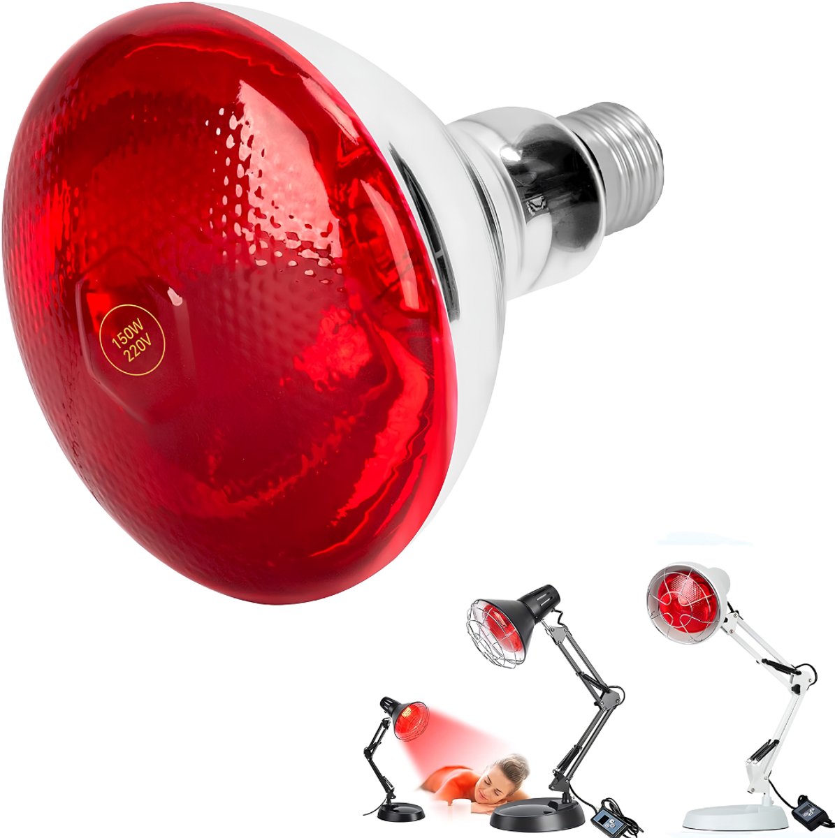 SP® Infra Rood Lamp - Infrarood Lampen - Lichttherapie - Wit/Rood - 12cm x 12cm x 15cm