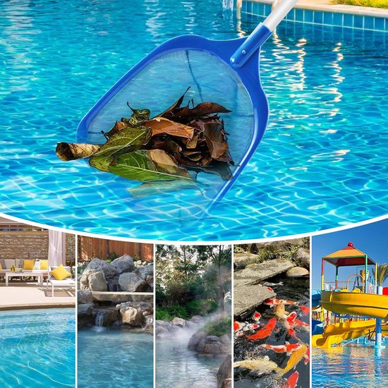Zwembadschepnet 161 cm lang met telescoopstang, 14,5 cm diep schepnet fijnmazig - voor vijver, algen en Bestway-zwembaden, spa, vijvers, whirlpools — afbeelding 4