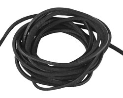 yumcute Echt lederen halskettingkoord, 3 mm x 3 m, zwart lederen koord, koord voor het maken van armbanden, koeienhuid koord voor schoenveters, ketting, doe-het-zelf knutselwerk en sieraden maken