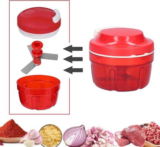 300ML Uiensnipperaar met trekkoord, 1 stuk huishoudelijke groentehakselaar, uien snijder handmatig, uien snipperaar, multisnipperaar shredder vleesmixer, voor ui, wortel, groenten, rood — afbeelding 3