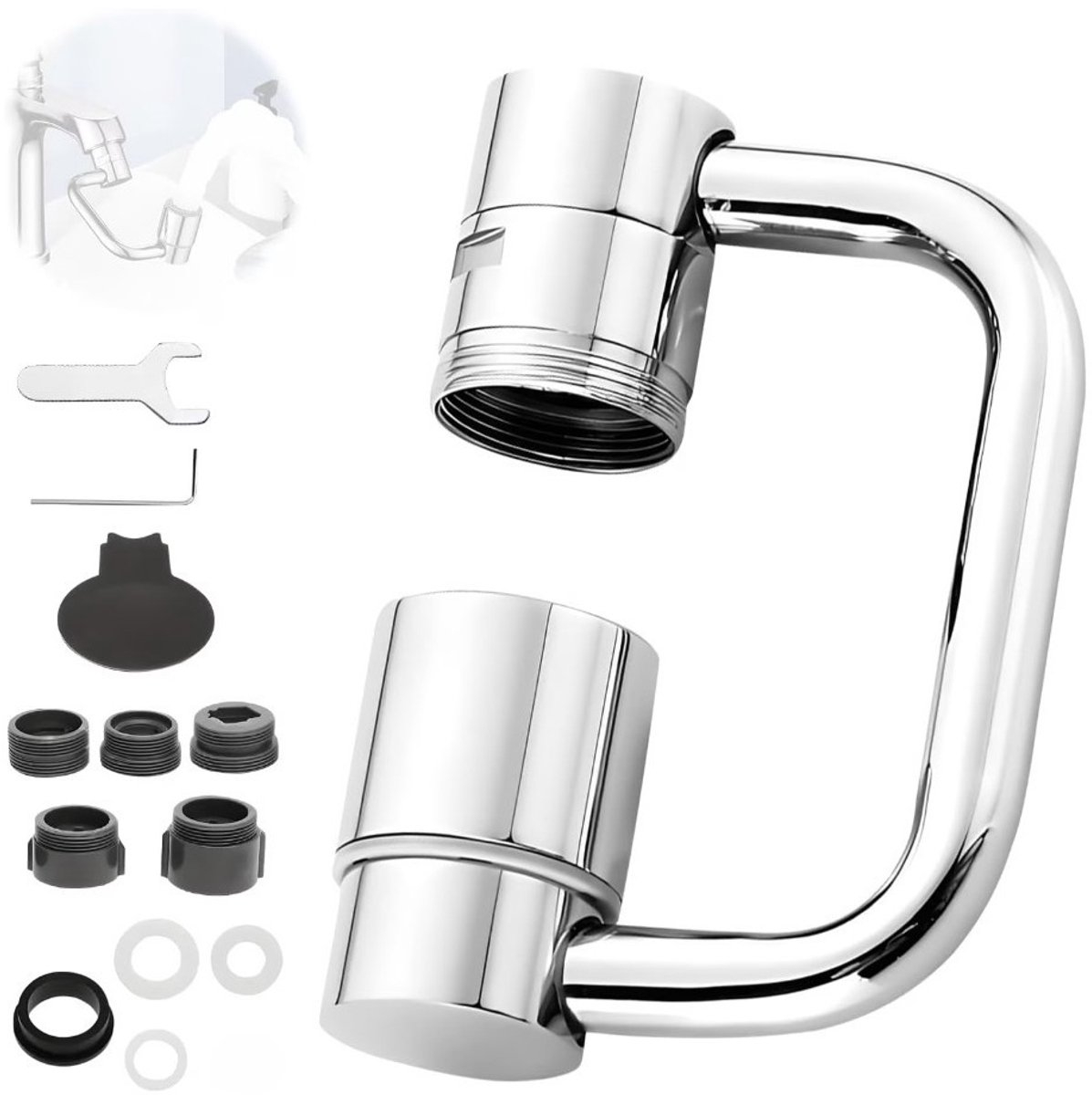 Kraan opzetstuk, verlengstuk, 180 graden draaibaar, multifunctionele verlengkraan, kraanopzetstuk, flexibele waterkraanverlenging voor keuken en badkamer