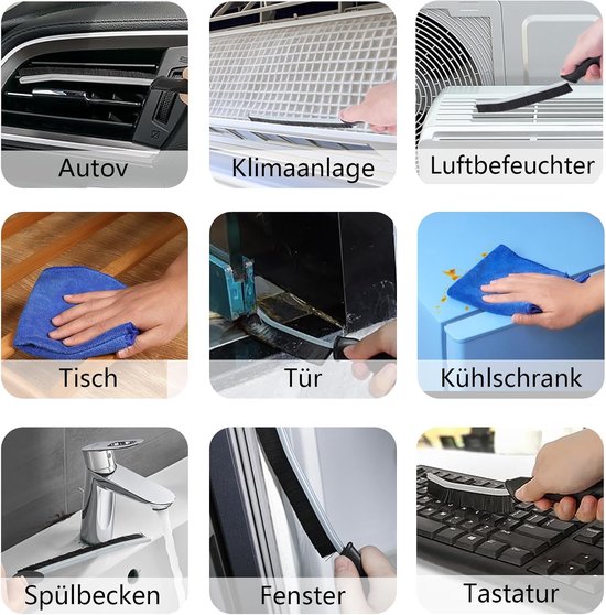6 stuks reinigingsborstels (3 lange + 3 korte borstelreinigingen/borstels om te poetsen) met reinigingsdoek - hoekreinigingsborstel, voegenborstel, splereinigingsborstel voor badkamer, keuken, tegels — afbeelding 5