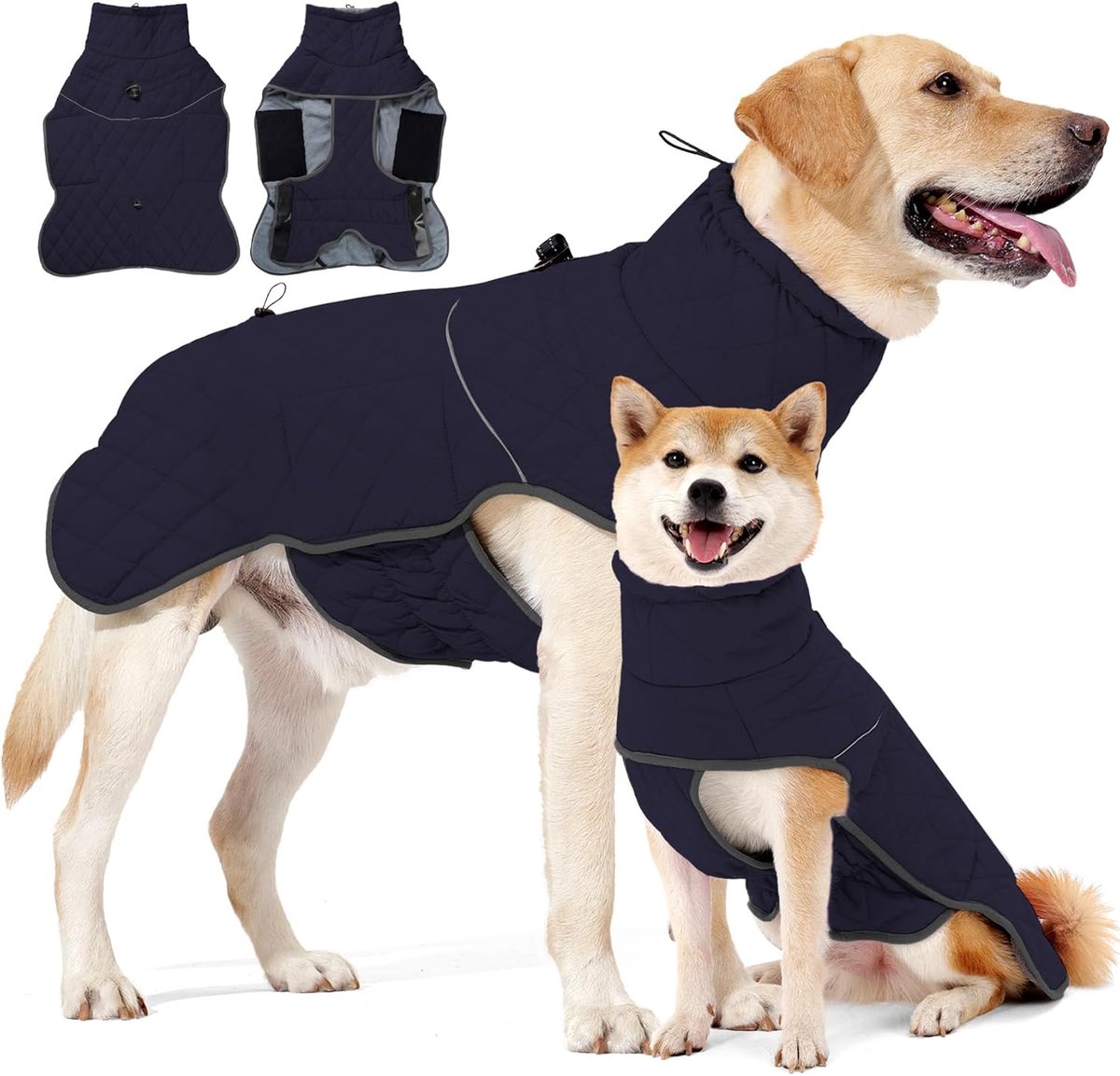 Hondenjas, winter, waterdicht, met D-ring, warme mantel voor honden, fleece, reflecterende winterjas voor kleine, middelgrote en grote honden, kleding, hondenjas, wandelen