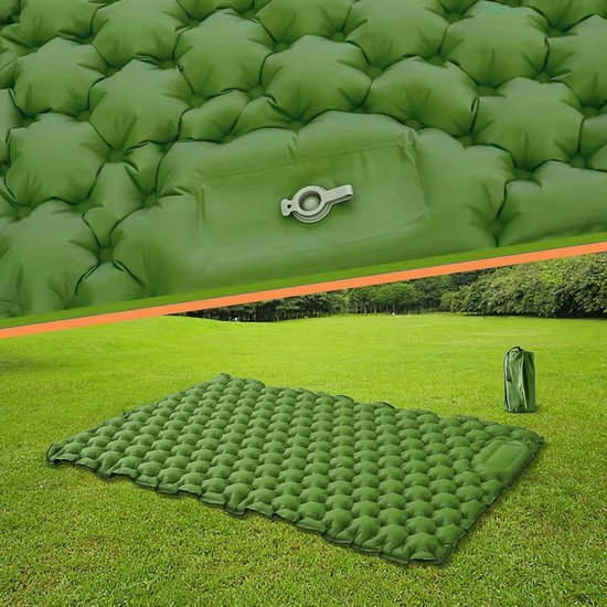 Kampeer slaapmat - Luchtbed - Outdoor avontuur - Ingebouwde pomp - Twin formaat - Groen — afbeelding 2