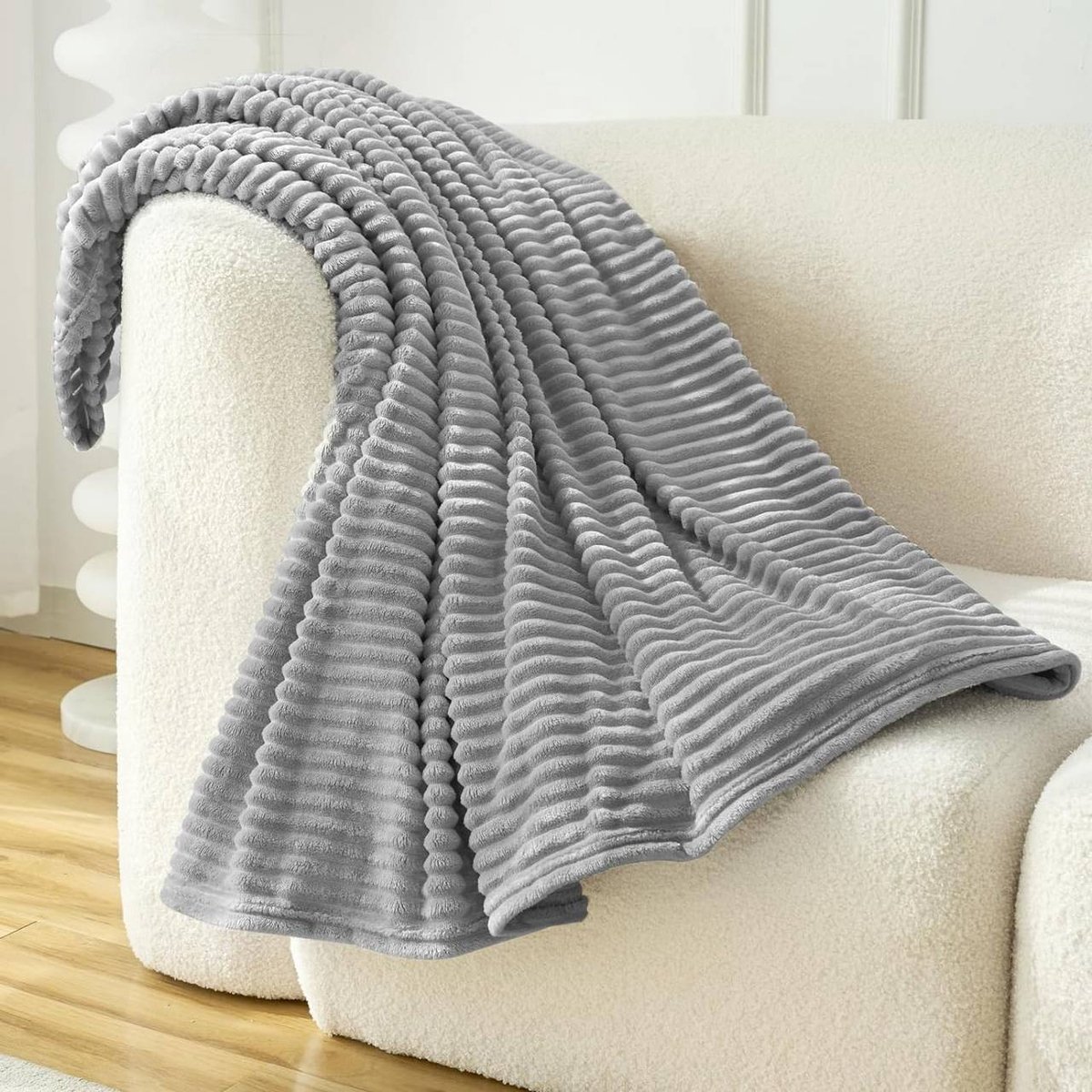 SureDeal® - Fluffy - Flanellen deken - Bankdeken - Gestreept patroon - Bed - Bank - 150x200x240 cm