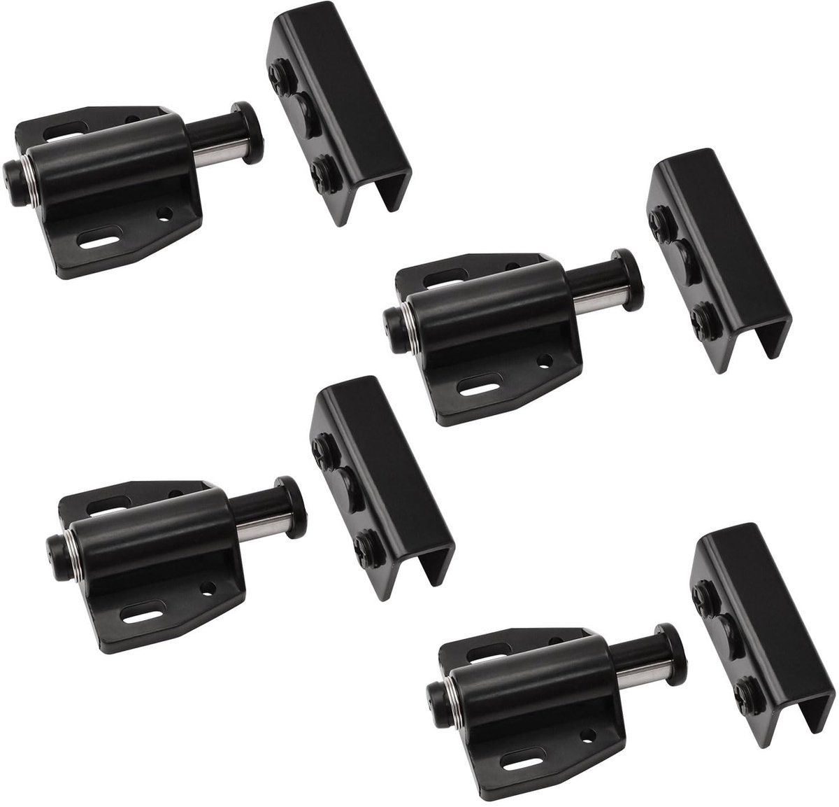 deur magnetische vanggrendelsluitingen, 4 Set Push Open Verstelbare Frameloze Enkele Glazen Deur Magnetische Touch Sluitingen met Kast Klem, Geschikt voor 5-8mm Free-Swinging Glazen