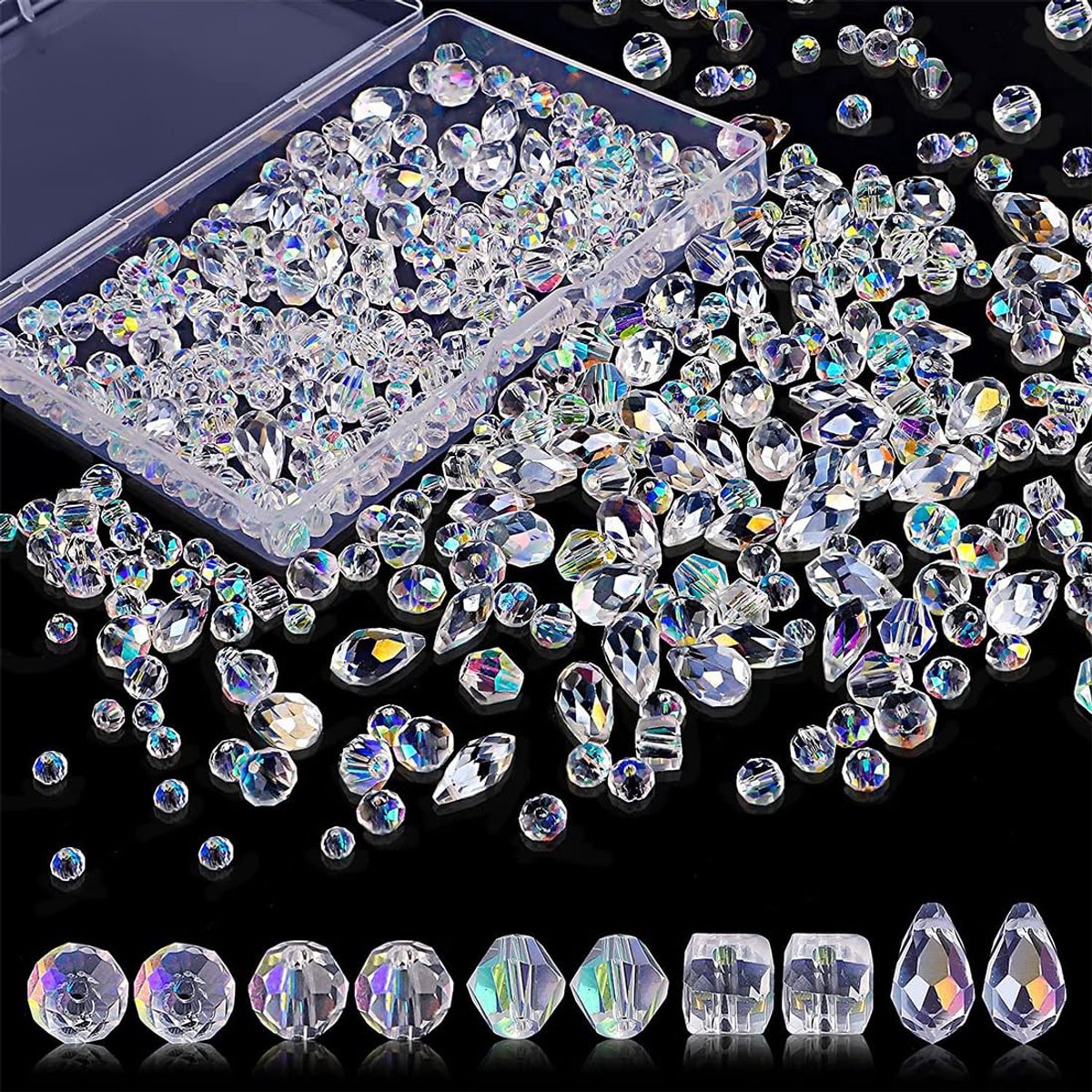 Facetgeslepen kristallen kralen, 4 mm, 6 mm, 8 mm, facetgeslepen ronde kralen, facetgeslepen glazen kralen, kralen voor armbanden, halskettingen, oorbellen, modesieraden
