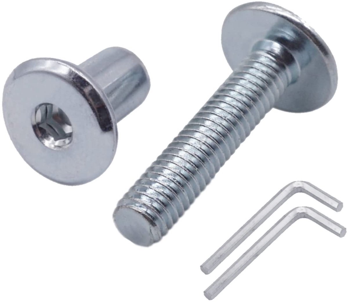 (Pack van 30 stuks) verzinkt staal Joint Connector Bouten M6 x 25 mm met moeren, Meubelconnector Bout, zeskantinbussschroeven (30, M6 x 25 mm (met moeren)