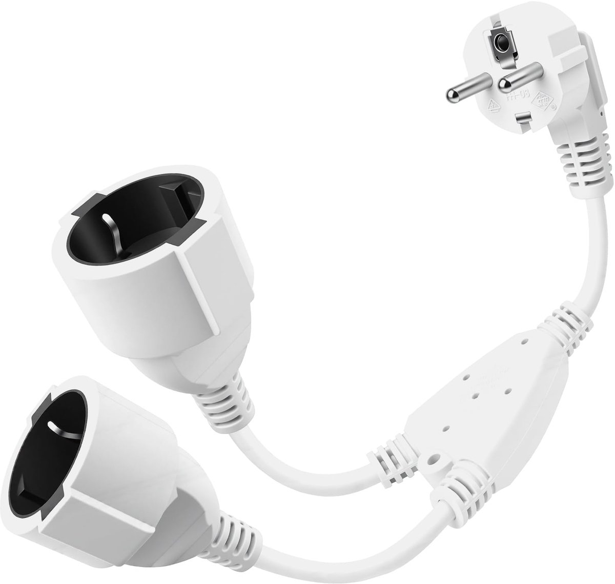 Dubbele Stekker voor Stopcontact, 2-Weg Stopcontactadapter, 250V, 16A, 3680W, voor Thuis, Kantoor, Keuken, Compatibel met PC, Laptop, Printers en Kantoorapparatuur
