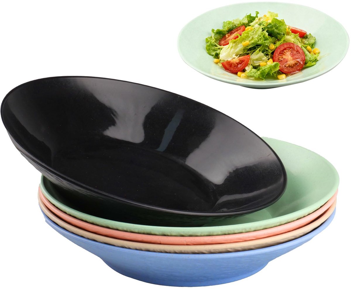Diepe kunststof, herbruikbare pastaborden, pastaborden, 22,5 x 4 cm, diepe borden voor pasta, salades, vaatwasser, magnetronbestendig