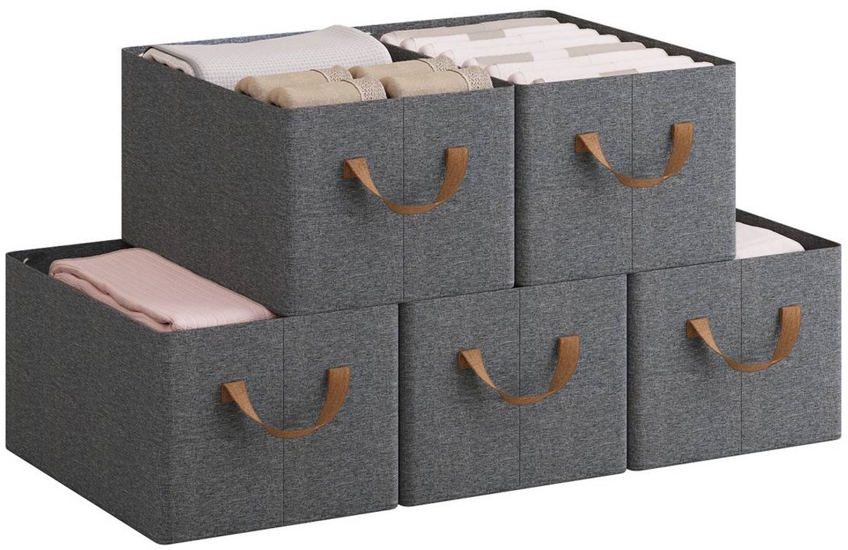 SureDeal® - Opbergboxen - Stuks - Organiser box - Opvouwbare stapelboxen - Grijs - 37,5x26x20 cm