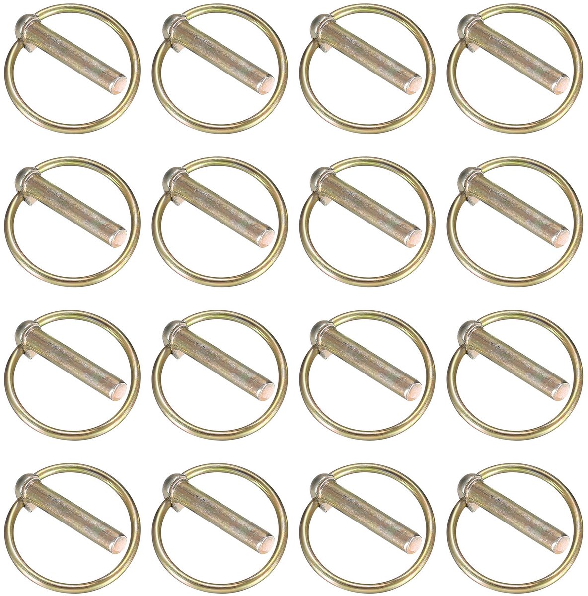 16 Stuks M8 Vouwspelden met Ring, Assortiment Vouwstekkers en Bouten, Snelspan Vouwspelden, Borgspelden, Borgbouten Steekbouten voor Aanhangers en Tractoren