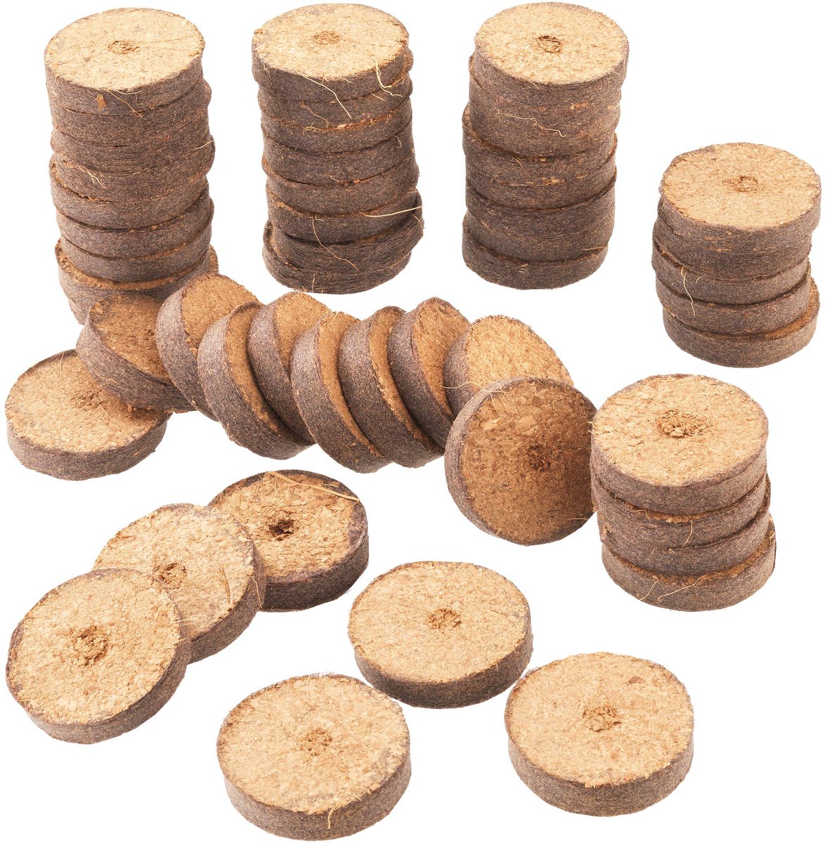 Kokosnoottabletten Ø 3,5 cm - praktische set met 50 stuks - met verzorgende voedingsstoffenmix - 100% turfvrij van kokos - biologisch afbreekbaar materiaal / kokostabletten / kokosaarde / FLOR7