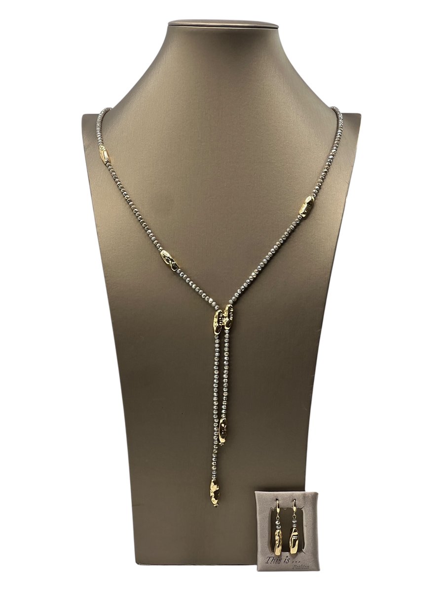 TIF - Sieraden - Sieradenset dames - Halsketting - Oorbellen - Brons - Verstelbaal 95-100 cm - Geschenkdoos
