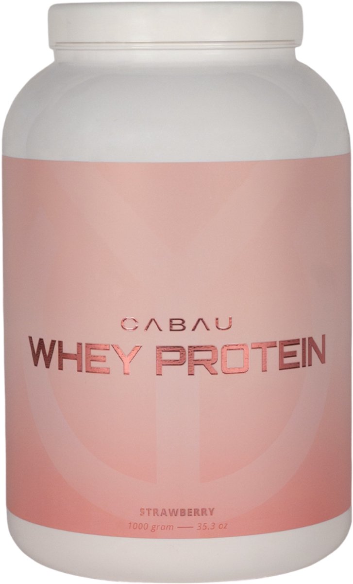 Cabau – Protein Shake – Strawberry – Whey Eiwitpoeder, 24 g Eiwit per Portie – 7 Smaken – Eiwitrijke Shake voor Spierherstel & Spieropbouw – 1000 g