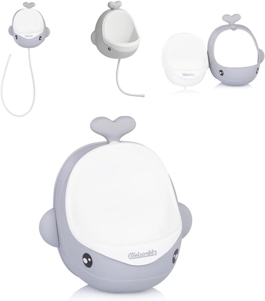 Urinoir Walvis - Toilettrainer Potje - Zindelijk Leren - Afneembare Houder - 17 x 26 x 30 cm - Grijs