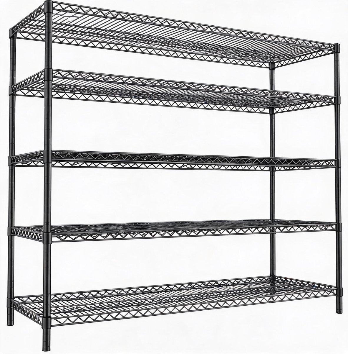 Multifunctioneel 5-Laags Rek - 140x60x195 cm - Verstelbaar Staalrek - 2200LB Draagvermogen voor Keuken