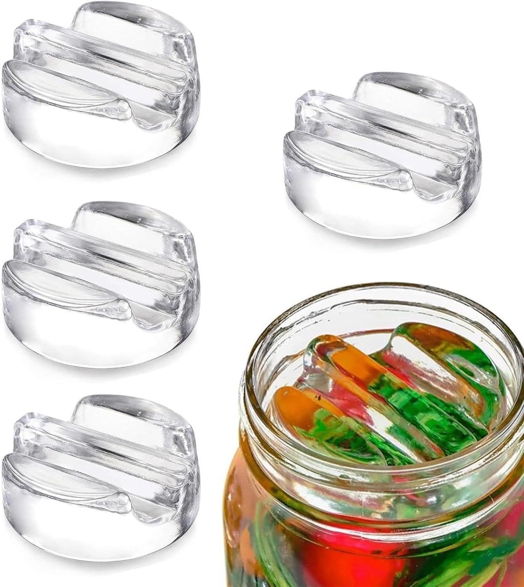glazen gewichten, glazen gewichten voor fermentatie, komkommer inmaakglas gewicht, 4 stuks, Ø 7 cm, voor fermentatie met brede opening, inmaakpotten