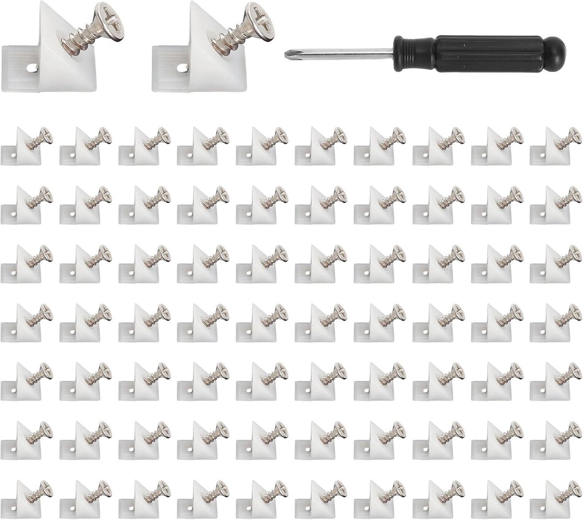 200 stuks achterwandverbinders, ladewiggen, kastachterwand, bevestiging, doorhangende ladebodem, versterking achterwandschroeven, kunststof achterwandhouder met schroeven