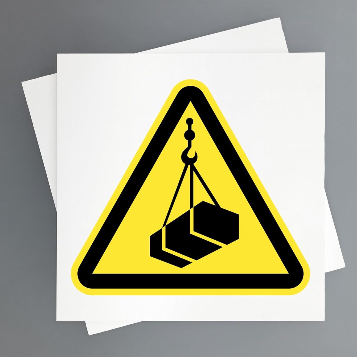 Bord voor hangende lading, 2 stuks, 19 x 19 cm, waarschuwingsbord gevaar, industriële veiligheid en EPIS (hangende belasting)