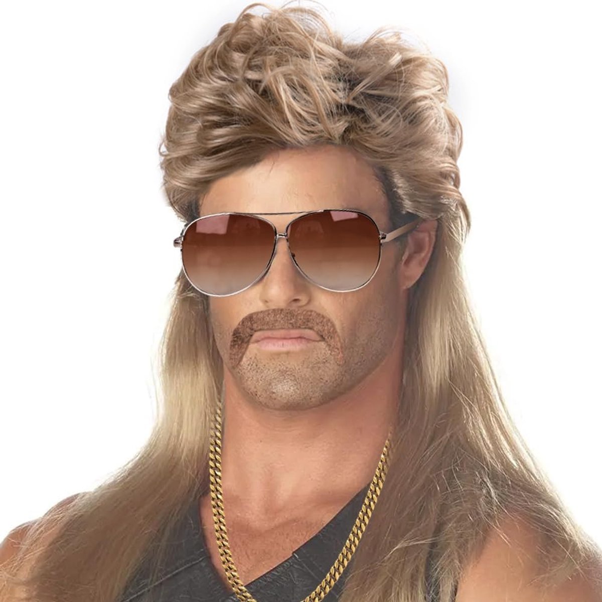 iZoeL Bruine Mullet Pruiken voor Mannen voor Mullet Feest Pop Feest 70s 80s Rockende Disco Pruik Afro Accessoire