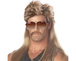 iZoeL Bruine Mullet Pruiken voor Mannen voor Mullet Feest Pop Feest 70s 80s Rockende Disco Pruik Afro Accessoire