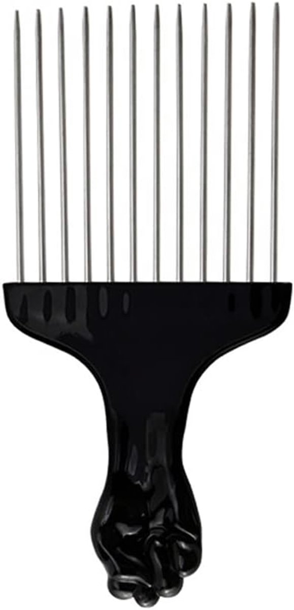 kam Afro Pick vingerstyler haar metalen pick, zwart