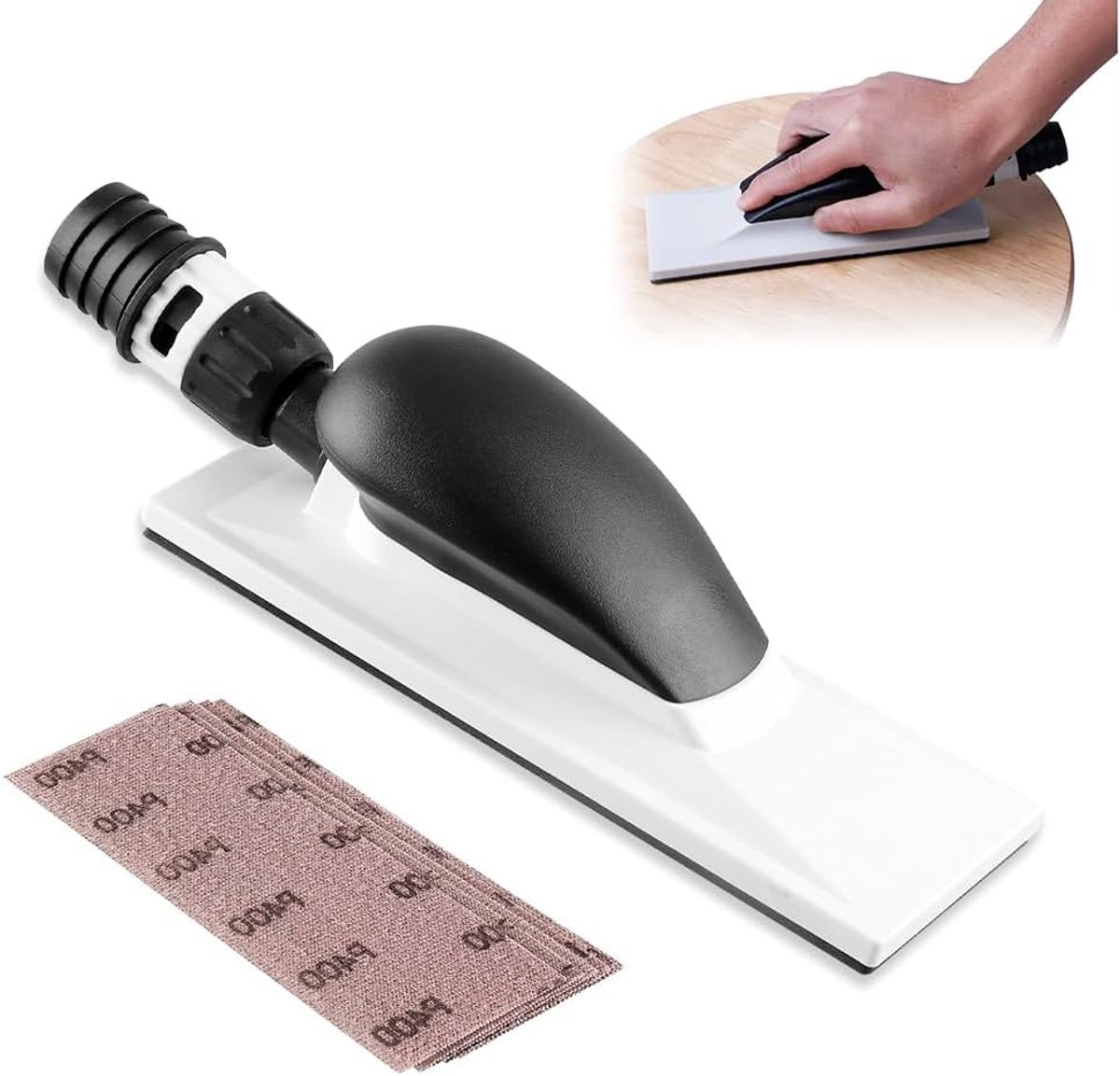 mizikuu Handschuurmachine met zuiggaten, bijgewerkte versie, schuurbanden van gaas P80, P120, P180, P240, P400, stofvrij schuren