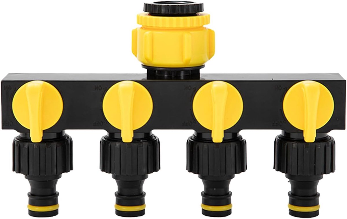 4-weg Ventiel Waterverdeler, RoseFlower 1/2" en 3/4" Kraan Tuinslangen Splitser connectoren slangverdeler - Garden Hose Splitter Connector voor Buiten, Tuin, Binnenplaats, Gazon, Keuken, Irrigatie