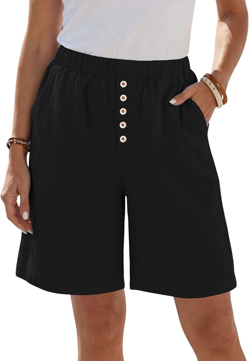 Currero Korte Broek Dames Spijkerbroek Met Zakken Strandbroek Bermuda Volwassenen Meisjes Shorts Zwart