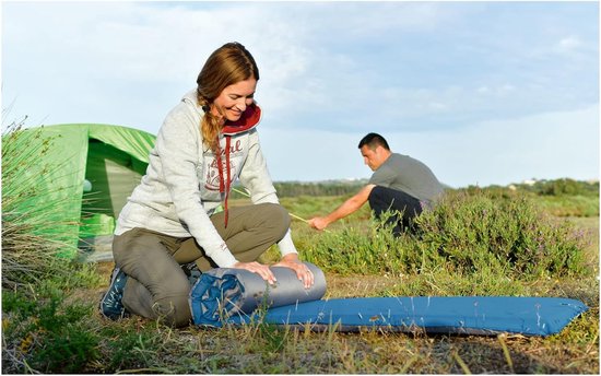 Zelfopblaasbare Slaapmat - Kampeer mat - Kamperen en Outdoor - Ergonomisch Ontwerp - 200x130x10 cm - Blauw — afbeelding 2