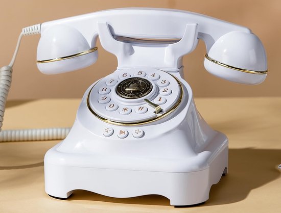 Audio gastenboek bruiloft telefoon gastenboek en bewegwijzering gast audio boodschap boek, vintage stijl voor bruiloft receptie, bruidsdouche, babyshower (02 parel wit) — afbeelding 2