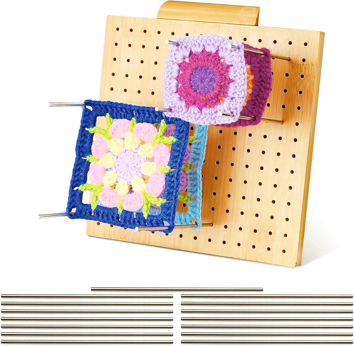 7.9inch Groot haakbord voor haakwerk, Granny Vierkante blokkeerplaat, granny square-bord, houten bord voor haakwerk, handgemaakte houten blokkeerplank, gehaakte blokkeerplank voor haken