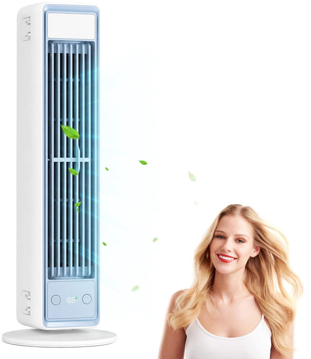 SnelShoppen - BreezaMax Air Koelkoning, Draagbare Airzuma Ventilator, Mini Koeling, Stil en Energie-efficiënt, 3 Snelheden, Bladeloze Design, Perfect