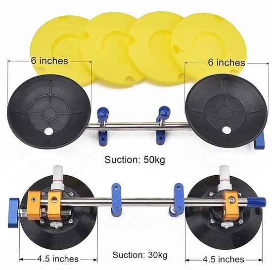 Steen Naad Setter - Nivelleringsgereedschap Verbinding - Naden Uitlijnen - Dubbele Zuignap Ratel - 2x 4.5 inch - Zwart — afbeelding 2