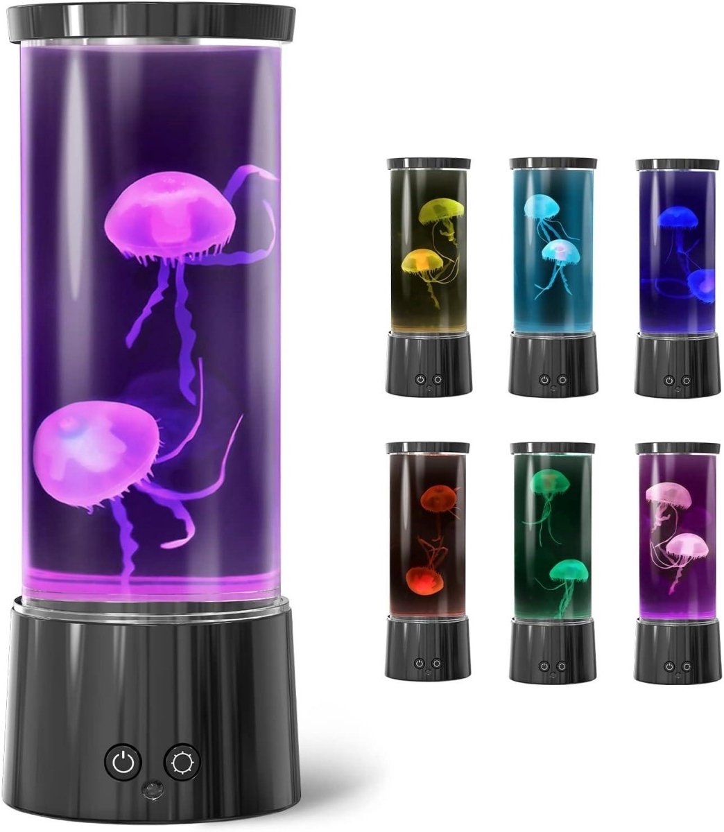SSTRWGOOD Lavalamp - Jellyfish Lamp met 17 Kleuren en 4 Lichtmodi - Stille LED Aquariumlamp - Geschikt voor Kinderkamer en Kantoor - ABS en Acryl - USB en Batterij Aangedreven - 29.5x10.5cm